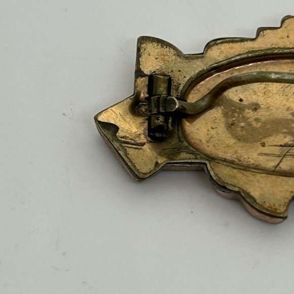 Victorian Era 1850s Rose Gold-Tone Brooch With Tube Hinge & C-Clasp Leaf READ - Picture 5 of 15